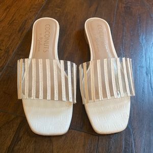 New unworn white slides